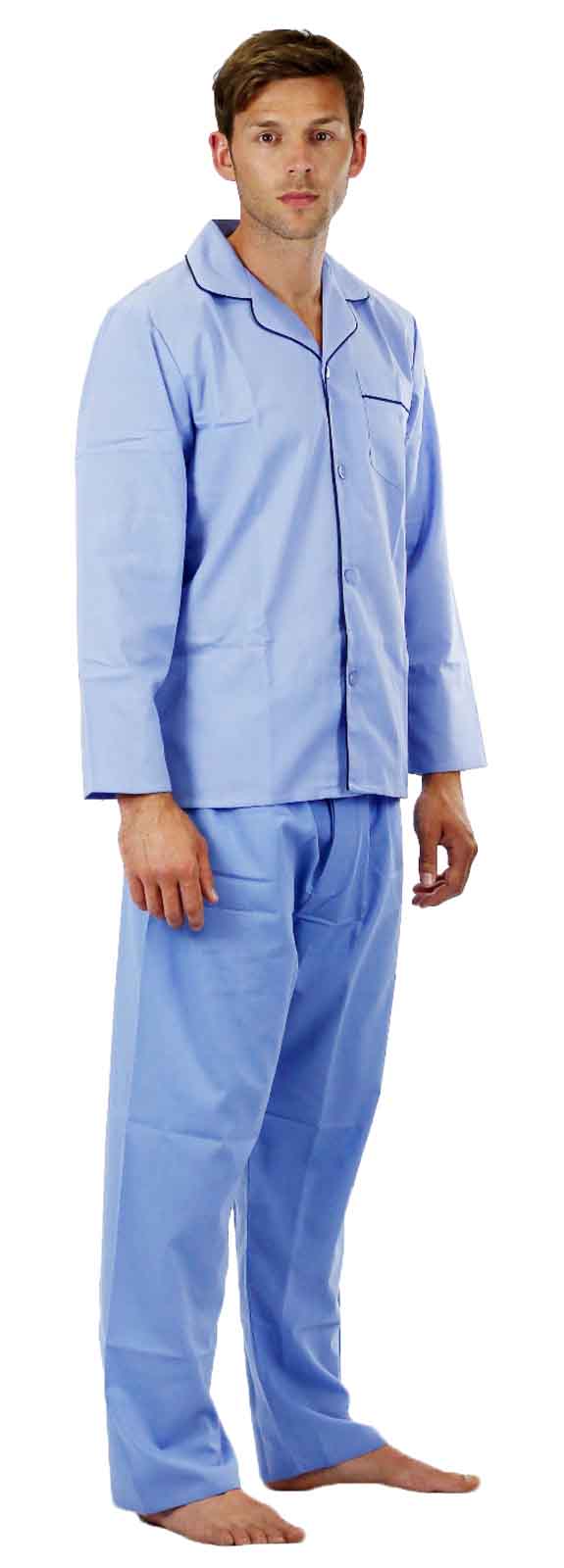 Mens Traditional Pyjamas 2 Piece Classic Set Hospital Top + Bottoms